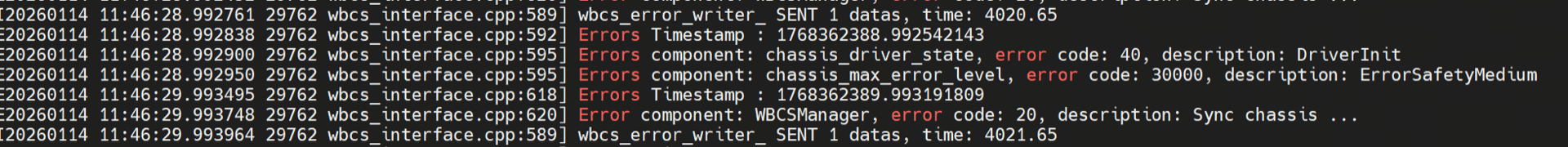 Chassis Service Error